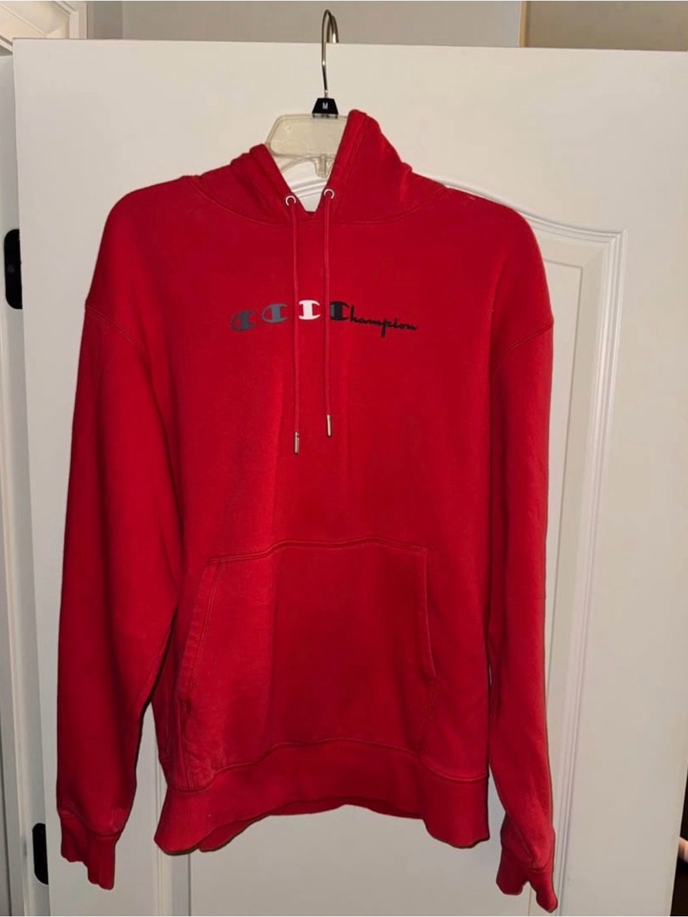 Champion Red Pullover Hoodie with Embroidered Logo